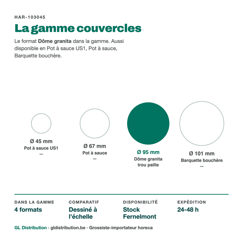 Couvercle en dôme Ø 95 mm dans la gamme couvercles GL Distribution