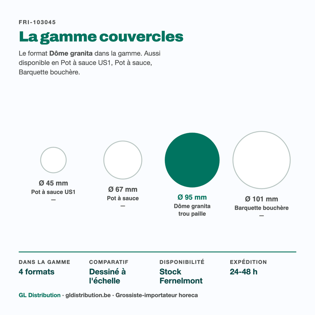 Couvercle en dôme Ø 95 mm dans la gamme couvercles GL Distribution