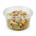 Couvercle Ø 101 mm fermé sur une barquette bouchère garnie de salade