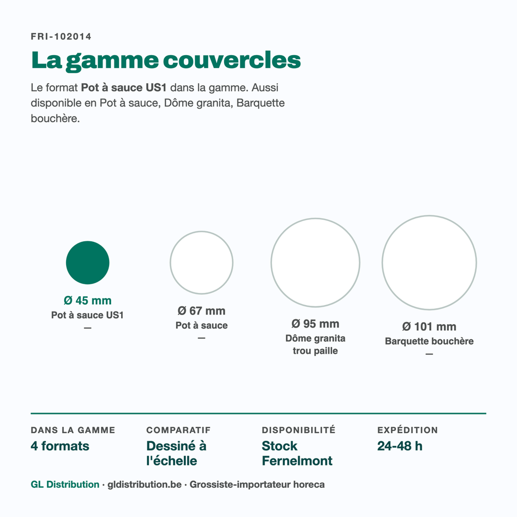 Couvercle Ø 45 mm dans la gamme couvercles GL Distribution