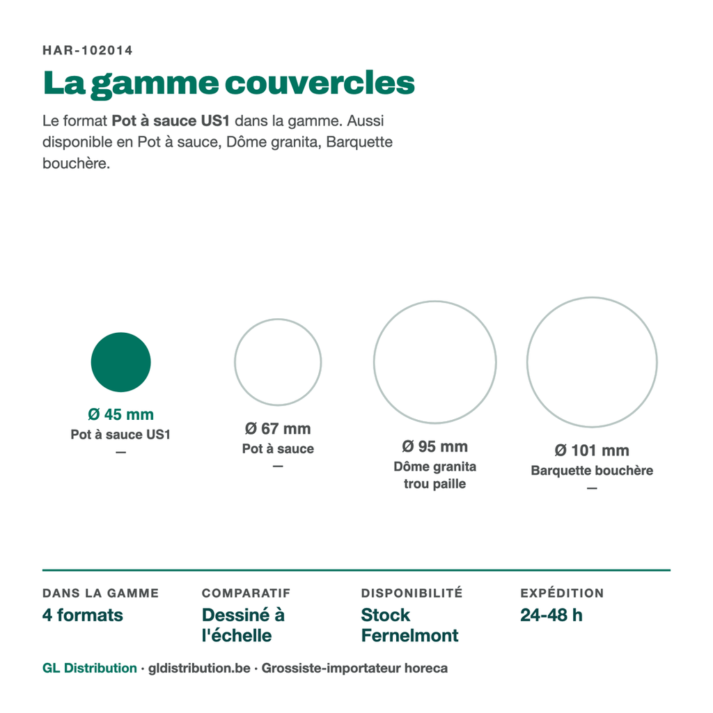 Couvercle Ø 45 mm dans la gamme couvercles GL Distribution