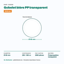 Dimensions du gobelet bière Ø 80 mm — 250 / 350 cc, 2500 pièces par carton