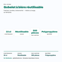 Gobelet à bière réutilisable 33 cl : contenance, colisage et usage événementiel