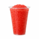 Gobelet à granita transparent rempli d'un granita à la fraise