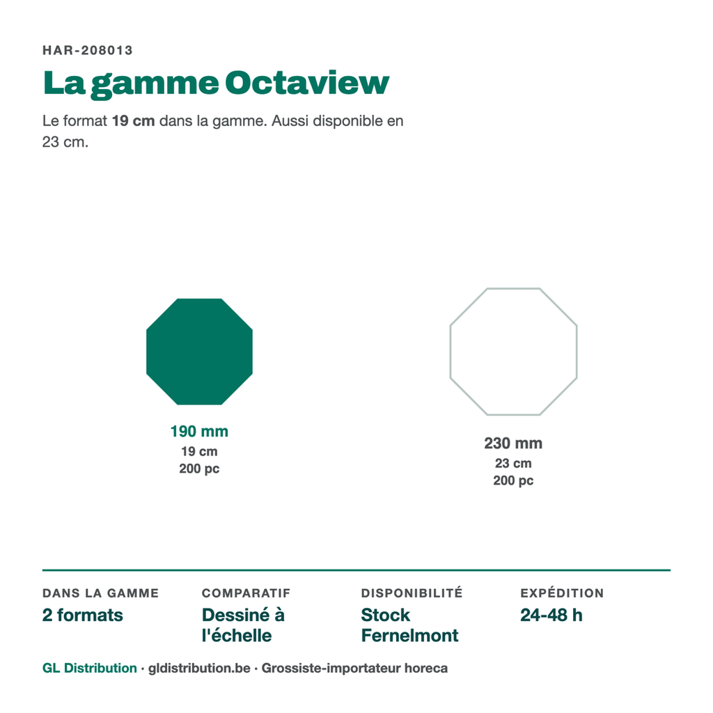 Boîte Octaview noire 19 cm face au format 23 cm de la gamme