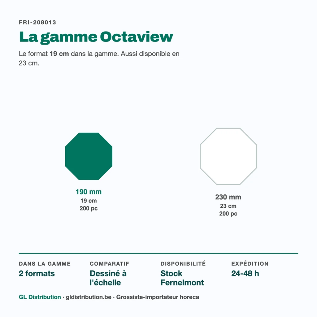Boîte Octaview noire 19 cm face au format 23 cm de la gamme