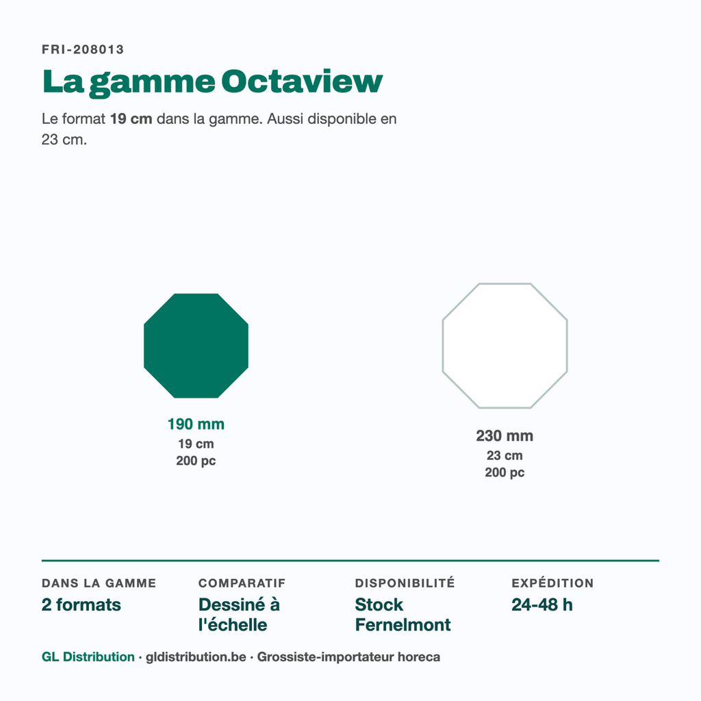 Boîte Octaview noire 19 cm face au format 23 cm de la gamme