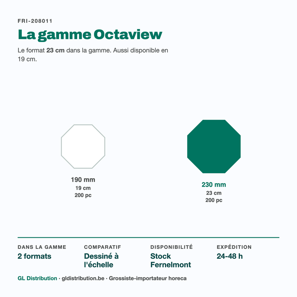 Boîte Octaview noire 23 cm face au format 19 cm de la gamme