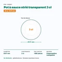 Dimensions du pot à sauce strié Ø 67 mm — contenance 3 cl, 1000 pièces par carton