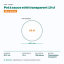 Dimensions du pot à sauce strié Ø 67 mm — contenance 10 cl, 1000 pièces par carton