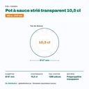 Dimensions du pot à sauce strié Ø 67 mm — contenance 10,5 cl, 1000 pièces par carton