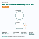 Dimensions du pot à sauce WUR1 : Ø 45 × 30 mm — 3 cl, 2500 pièces par carton