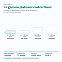 Plateau carton 6 × 20 cm parmi les 4 formats de la gamme, dessinés à l'échelle