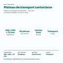 Plateau de transport carton brun : dimensions, colisage et usage traiteur