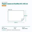 Dimensions du papier casse en feuilles : 40 × 60 cm — carton de 10 kg
