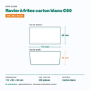 Dimensions du ravier à frites carton C80 : 110 × 60 × 45 mm — 250 pièces par carton