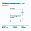 Dimensions du ravier à frites carton C85 : 120 × 70 × 45 mm — 250 pièces par carton