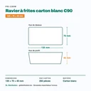 Dimensions du ravier à frites carton C90 : 135 × 70 × 45 mm — 250 pièces par carton