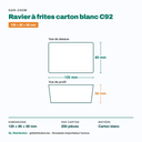 Dimensions du ravier à frites carton C92 : 125 × 85 × 50 mm — 250 pièces par carton