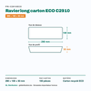 Dimensions du ravier long carton ECO C2910 : 290 × 100 × 50 mm — 100 pièces