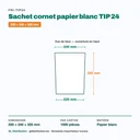 Dimensions du sachet cornet papier TIP 24 : 220 × 240 × 325 mm — 1000 pièces