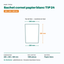 Dimensions du sachet cornet papier TIP 24 : 220 × 240 × 325 mm — 1000 pièces