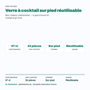 Verre à cocktail réutilisable 57 cl : contenance, colisage et usage bar