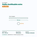 Dimensions de la paille réutilisable noire : Ø 8 × 150 mm — 5000 pièces