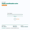 Dimensions de la paille réutilisable noire : Ø 8 × 150 mm — 5000 pièces