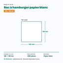 Dimensions du sac à hamburger papier : 160 × 160 mm — 1000 pièces par carton