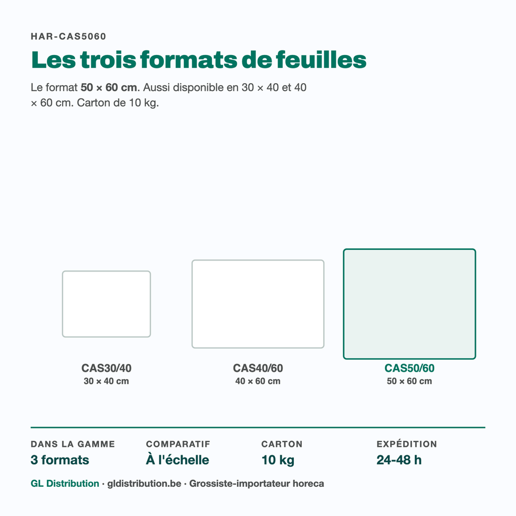 Papier casse 50 × 60 cm, le plus grand des trois formats de feuilles