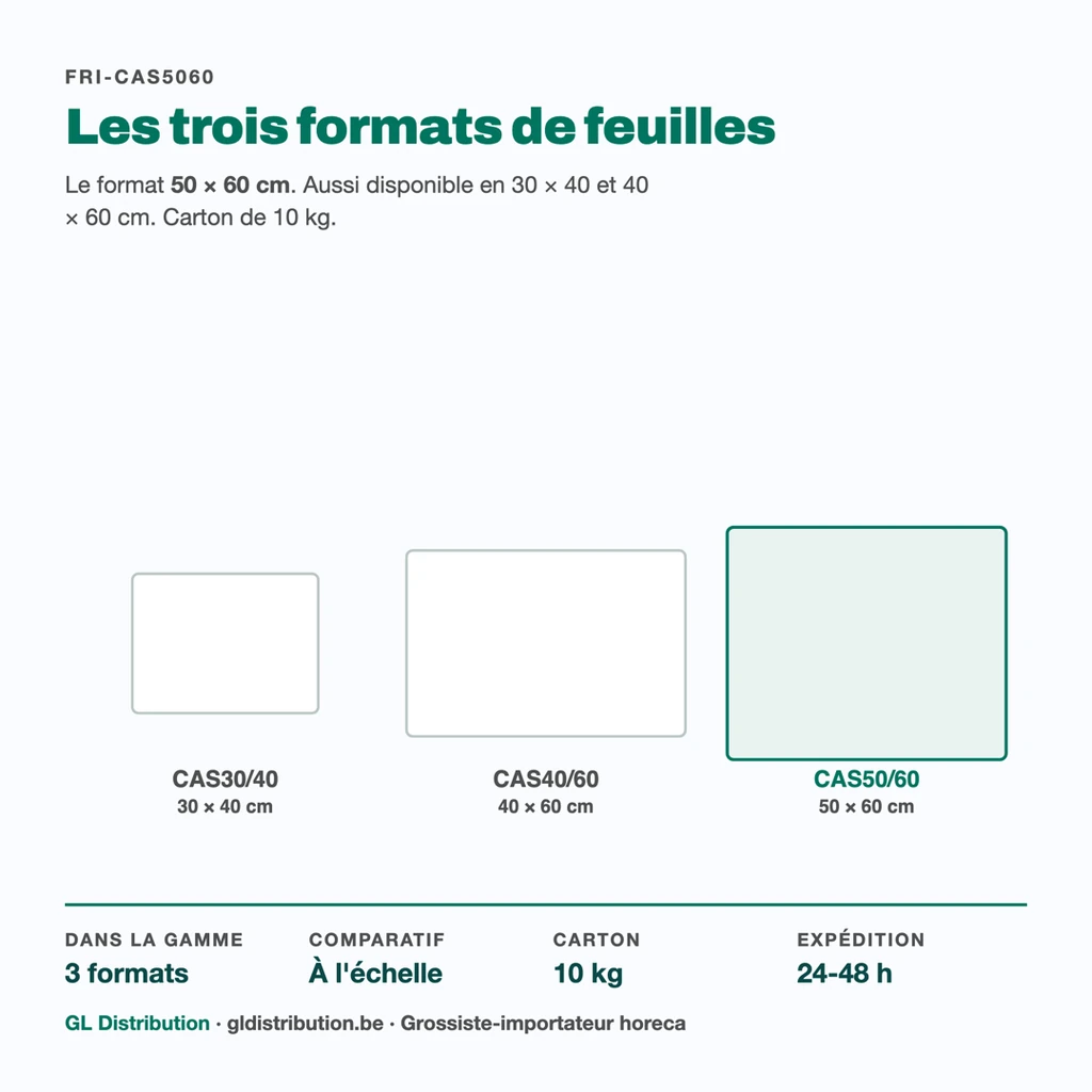 Papier casse 50 × 60 cm, le plus grand des trois formats de feuilles