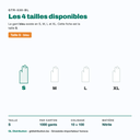 Tailles disponibles du gant nitrile bleu F&G : S, M, L, XL — cette fiche est la taille S