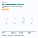 Tailles disponibles du gant nitrile bleu F&G : S, M, L, XL — cette fiche est la taille L
