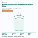 Papier d'essuyage dévidage central bleu 3 plis collés — 6 rouleaux, spécifications