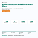 Papier d'essuyage dévidage central blanc 2 plis — 6 rouleaux, spécifications