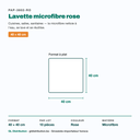 Dimensions de la lavette microfibre rose : 40 × 40 cm — lot de 10 pièces
