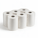Paquet de 6 rouleaux de papier d'essuyage blanc 2 plis à dévidage central sous film