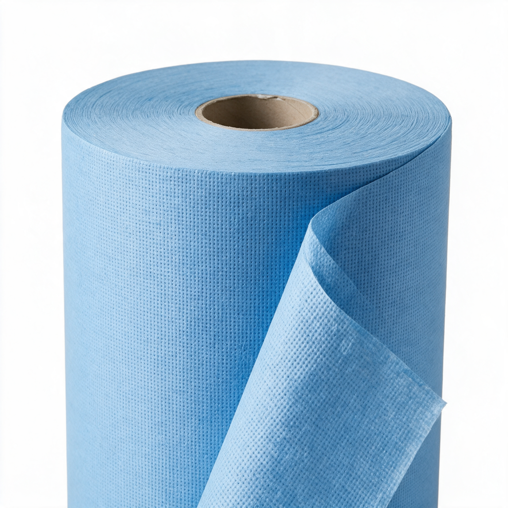 Gros plan du papier d'essuyage bleu Bewifood : gaufrage et épaisseur de la feuille