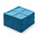 Lot de 10 lavettes microfibre bleue 40 × 40 cm empilées — conditionnement