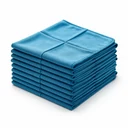 Lot de 10 lavettes microfibre bleue 40 × 40 cm empilées — conditionnement