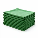 Lot de 10 lavettes microfibre verte 40 × 40 cm empilées — conditionnement