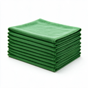 Lot de 10 lavettes microfibre verte 40 × 40 cm empilées — conditionnement