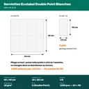 Dimensions de la serviette Ecolabel blanche : 40 × 40 cm ouverte, 10 × 20 cm pliée en 1/8