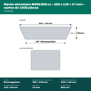 Cotes du ravier aluminium R85G 800 cc : 200 × 138 mm à l'ouverture, 157 × 94 mm au fond, 47 mm de haut
