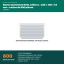 Colisage du ravier aluminium R22L 1050 cc : carton de 800 pièces, 1050 cm³ l'unité