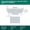 Cotes du ravier aluminium R45L 940 cc : 202 × 137 mm à l'ouverture, 161 × 96 mm au fond, 50 mm de haut