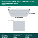 Cotes du ravier aluminium R28L 470 cc : 145 × 120 mm à l'ouverture, 105 × 80 mm au fond, 40 mm de haut