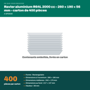 Colisage du ravier aluminium R64L 2000 cc : carton de 400 pièces, 2000 cm³ l'unité