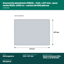 Dimensions du couvercle aluminium CR22L : 216 × 157 mm, se sertit sur le ravier aluminium r22l 1050 cc